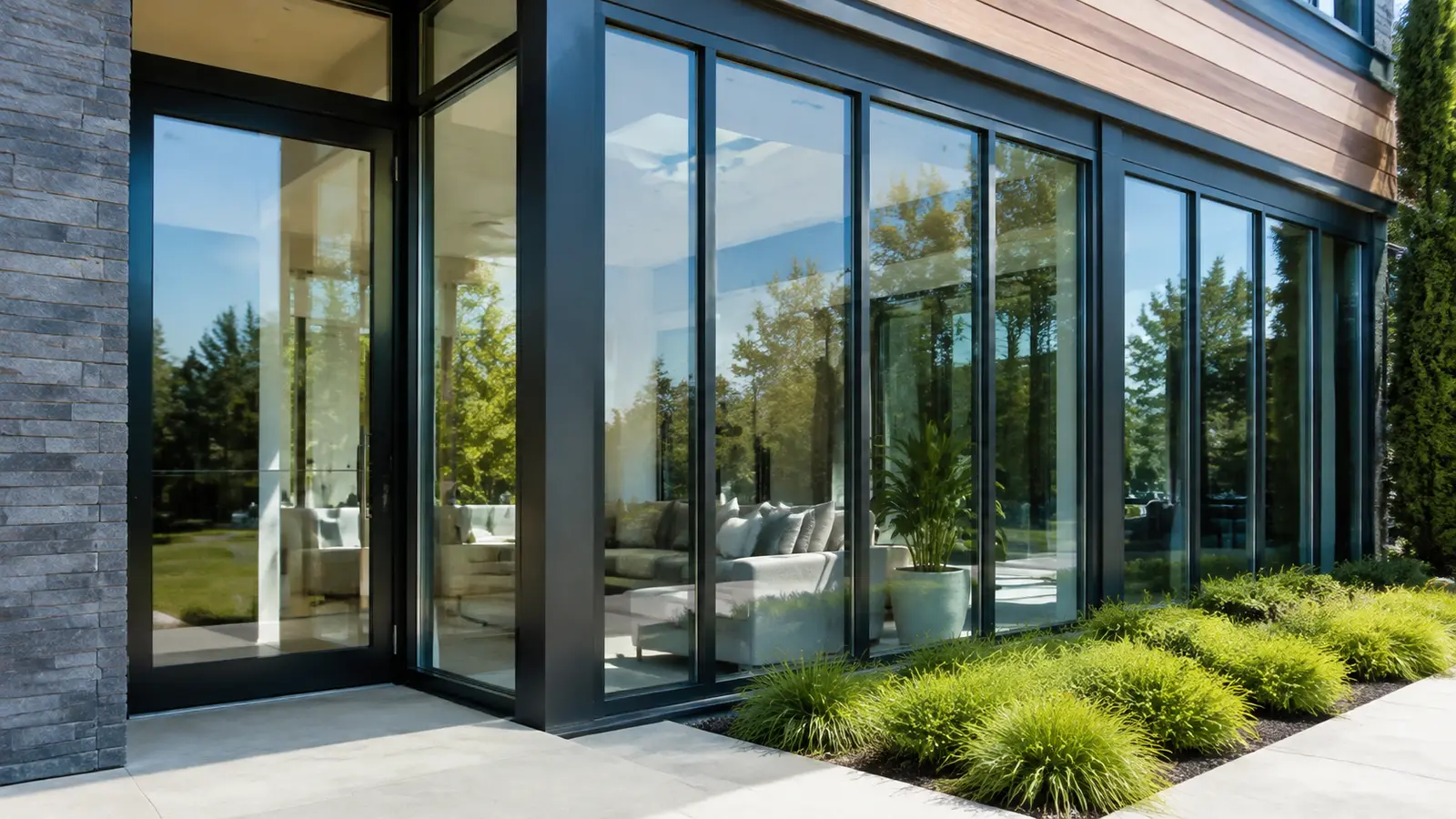 AI illustration of clean residential and ground-level light-commercial windows.
